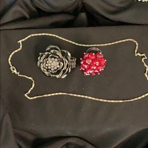 Two Fashion Rings, One Chain w/lobster claw